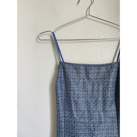 Urban Outfitters Textured Strappy Back Mini Dress Houndstooth Blue Size MEDIUM - Picture 2 of 7